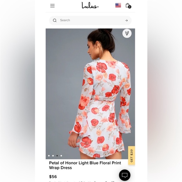 Lulu’s Petal of Honor Light Blue Red Floral Print Wrap Mini Dress Size M - Picture 4 of 9